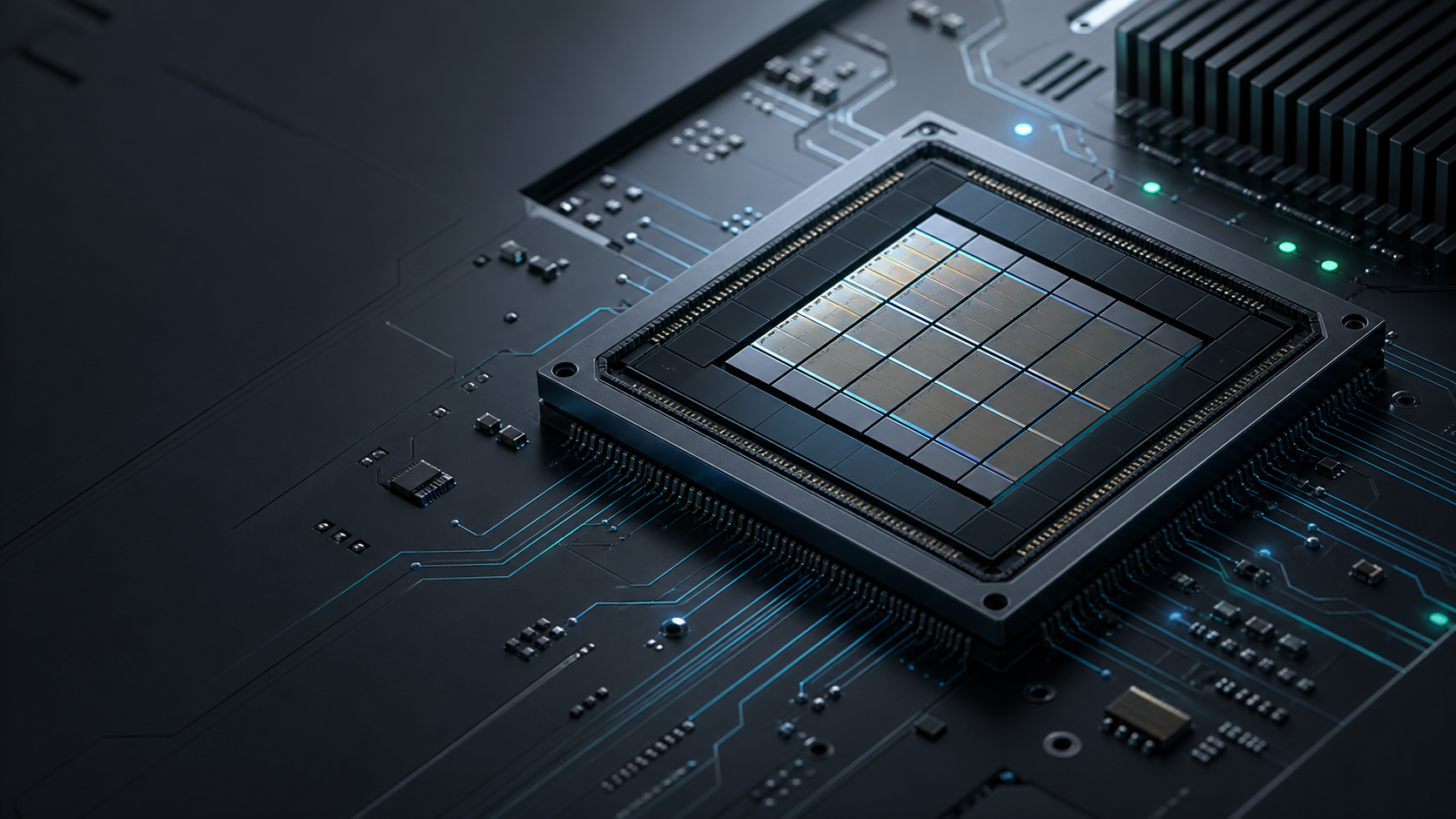 AI accelerator chip product render